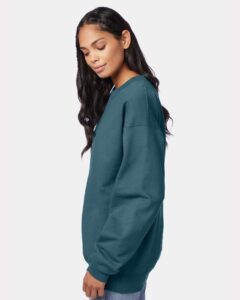 Hanes F260 Unisex Ultimate Cotton® Crewneck Sweatshirt – Cactus (on model side)