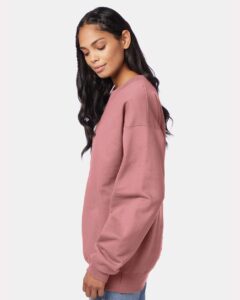 Hanes F260 Unisex Ultimate Cotton® Crewneck Sweatshirt – Mauve (on model side)