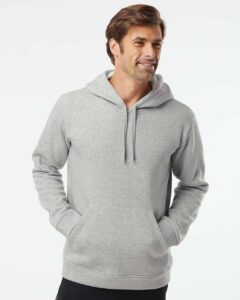Adidas A432 Unisex Fleece Hooded Sweatshirt – Grey Heather (on model)