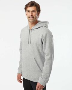 Adidas A432 Unisex Fleece Hooded Sweatshirt – Grey Heather (on model side)