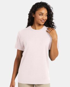 Hanes 4980 Unisex Perfect-T T-Shirt – Body Blush Heather (on model)