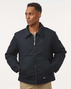 Dickies TJ55 Unisex Insulated Industrial Eisenhower Jacket – Black (on model)