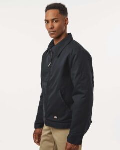 Dickies TJ55 Unisex Insulated Industrial Eisenhower Jacket – Black (on model side)