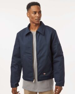 Dickies TJ55 Unisex Insulated Industrial Eisenhower Jacket – Dark Navy (on model)
