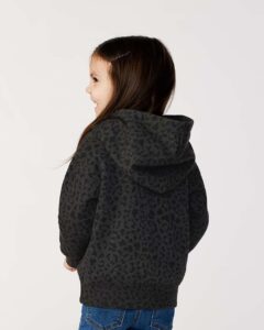 Rabbit Skins 3326 Toddler Pullover Fleece Hoodie – Black Leopard (on model back)