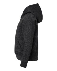 LAT 2296 Youth Hoodie Sweatshirt – Black Leopard (side)