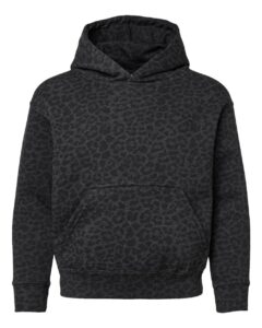 LAT 2296 Youth Hoodie Sweatshirt – Black Leopard
