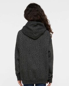 LAT 2296 Youth Hoodie Sweatshirt – Black Leopard (on model back)