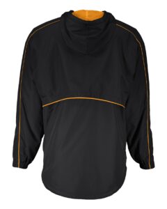Holloway 229016 Men’s Wizard Quarter-Zip Hooded Pullover – Black/ Light Gold (back)