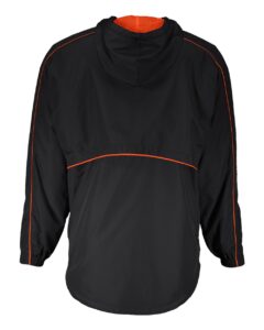 Holloway 229016 Men’s Wizard Quarter-Zip Hooded Pullover – Black/ Orange (back)
