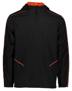 Holloway 229016 Men’s Wizard Quarter-Zip Hooded Pullover – Black/ Orange