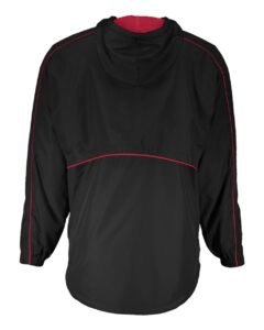 Holloway 229016 Men’s Wizard Quarter-Zip Hooded Pullover – Black/ Scarlet (back)