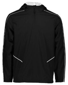 Holloway 229016 Men’s Wizard Quarter-Zip Hooded Pullover – Black/ White