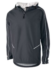 Holloway 229016 Men’s Wizard Quarter-Zip Hooded Pullover – Carbon/ White