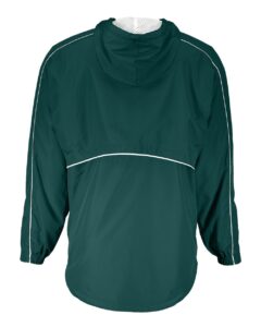 Holloway 229016 Men’s Wizard Quarter-Zip Hooded Pullover – Dark Green/ White (back)