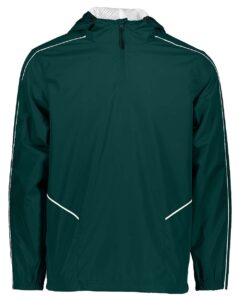 Holloway 229016 Men’s Wizard Quarter-Zip Hooded Pullover – Dark Green/ White