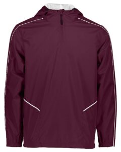 Holloway 229016 Men’s Wizard Quarter-Zip Hooded Pullover – Maroon/ White