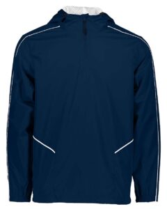 Holloway 229016 Men’s Wizard Quarter-Zip Hooded Pullover – Navy/ White