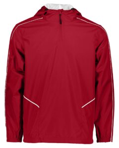 Holloway 229016 Men’s Wizard Quarter-Zip Hooded Pullover – Scarlet/ White