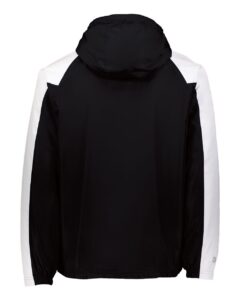 Holloway 229111 Men’s Homefield Hooded Jacket – Black/ White (back)