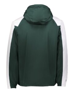 Holloway 229111 Men’s Homefield Hooded Jacket – Dark Green/ White (back)