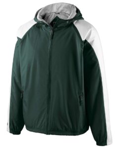 Holloway 229111 Men’s Homefield Hooded Jacket – Dark Green/ White