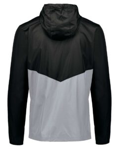 Holloway 229534 Men’s Packable Quarter-Zip Jacket – Black/ Athletic Grey (back)