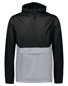 Holloway 229534 Men’s Packable Quarter-Zip Jacket – Black/ Athletic Grey