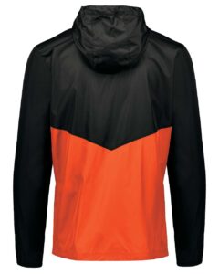 Holloway 229534 Men’s Packable Quarter-Zip Jacket – Black/ Orange (back)
