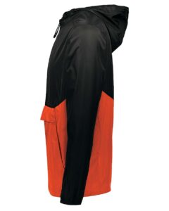 Holloway 229534 Men’s Packable Quarter-Zip Jacket – Black/ Orange (side)