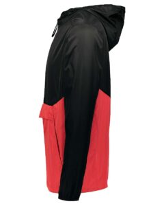 Holloway 229534 Men’s Packable Quarter-Zip Jacket – Black/ Scarlet (side)
