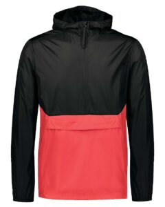 Holloway 229534 Men’s Packable Quarter-Zip Jacket – Black/ Scarlet