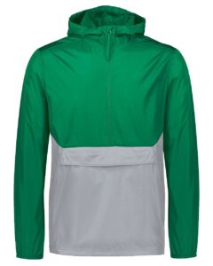 Holloway 229534 Men’s Packable Quarter-Zip Jacket – Kelly/ Athletic Grey