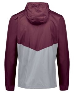 Holloway 229534 Men’s Packable Quarter-Zip Jacket – Maroon/ Athletic Grey (back)