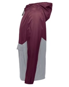 Holloway 229534 Men’s Packable Quarter-Zip Jacket – Maroon/ Athletic Grey (side)