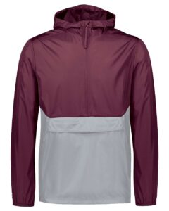 Holloway 229534 Men’s Packable Quarter-Zip Jacket – Maroon/ Athletic Grey