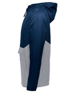 Holloway 229534 Men’s Packable Quarter-Zip Jacket – Navy/ Athletic Grey (side)