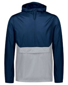Holloway 229534 Men’s Packable Quarter-Zip Jacket – Navy/ Athletic Grey