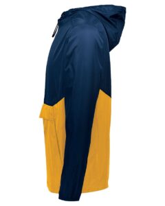 Holloway 229534 Men’s Packable Quarter-Zip Jacket – Navy/ Gold (side)