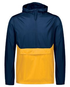Holloway 229534 Men’s Packable Quarter-Zip Jacket – Navy/ Gold
