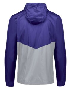Holloway 229534 Men’s Packable Quarter-Zip Jacket – Purple/ Athletic Grey (back)