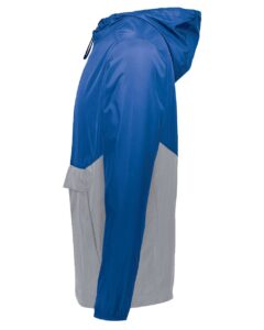 Holloway 229534 Men’s Packable Quarter-Zip Jacket – Royal/ Athletic Grey (side)