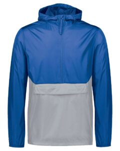 Holloway 229534 Men’s Packable Quarter-Zip Jacket – Royal/ Athletic Grey