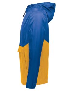 Holloway 229534 Men’s Packable Quarter-Zip Jacket – Royal/ Gold (side)