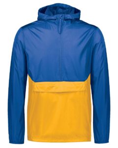 Holloway 229534 Men’s Packable Quarter-Zip Jacket – Royal/ Gold