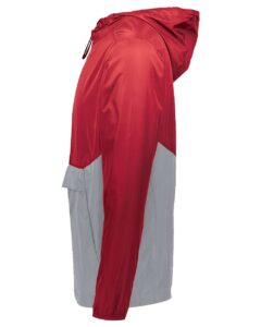 Holloway 229534 Men’s Packable Quarter-Zip Jacket – Scarlet/ Athletic Grey (side)