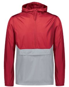 Holloway 229534 Men’s Packable Quarter-Zip Jacket – Scarlet/ Athletic Grey