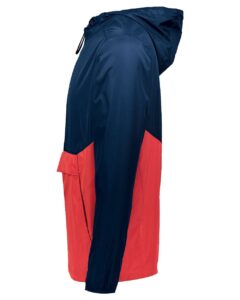 Holloway 229534 Men’s Packable Quarter-Zip Jacket – Navy/ Scarlet (side)