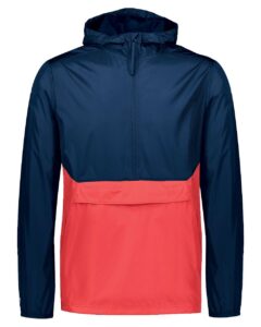Holloway 229534 Men’s Packable Quarter-Zip Jacket – Navy/ Scarlet