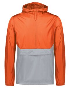 Holloway 229534 Men’s Packable Quarter-Zip Jacket – Orange/ Athletic Grey